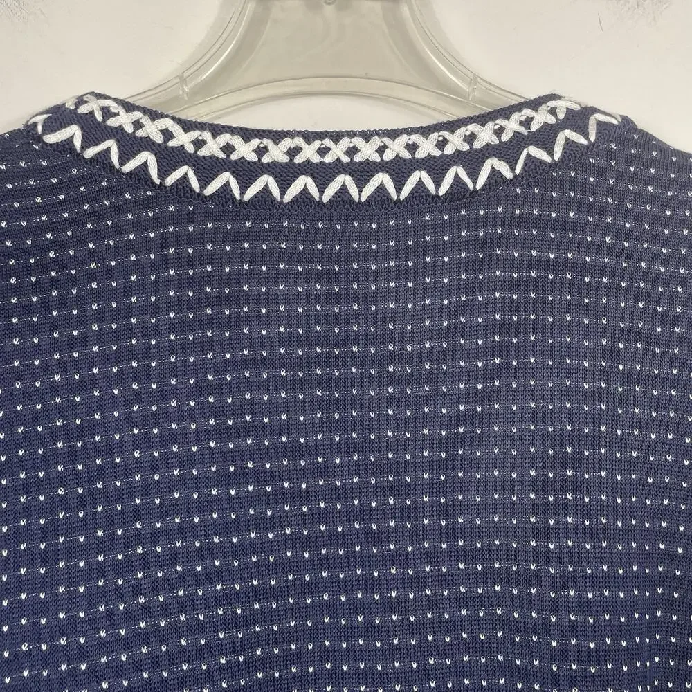 Ming Wang Cardigan Blazer Size XL Navy White Embroidered Stretch Office Career - Picture 10 of 12